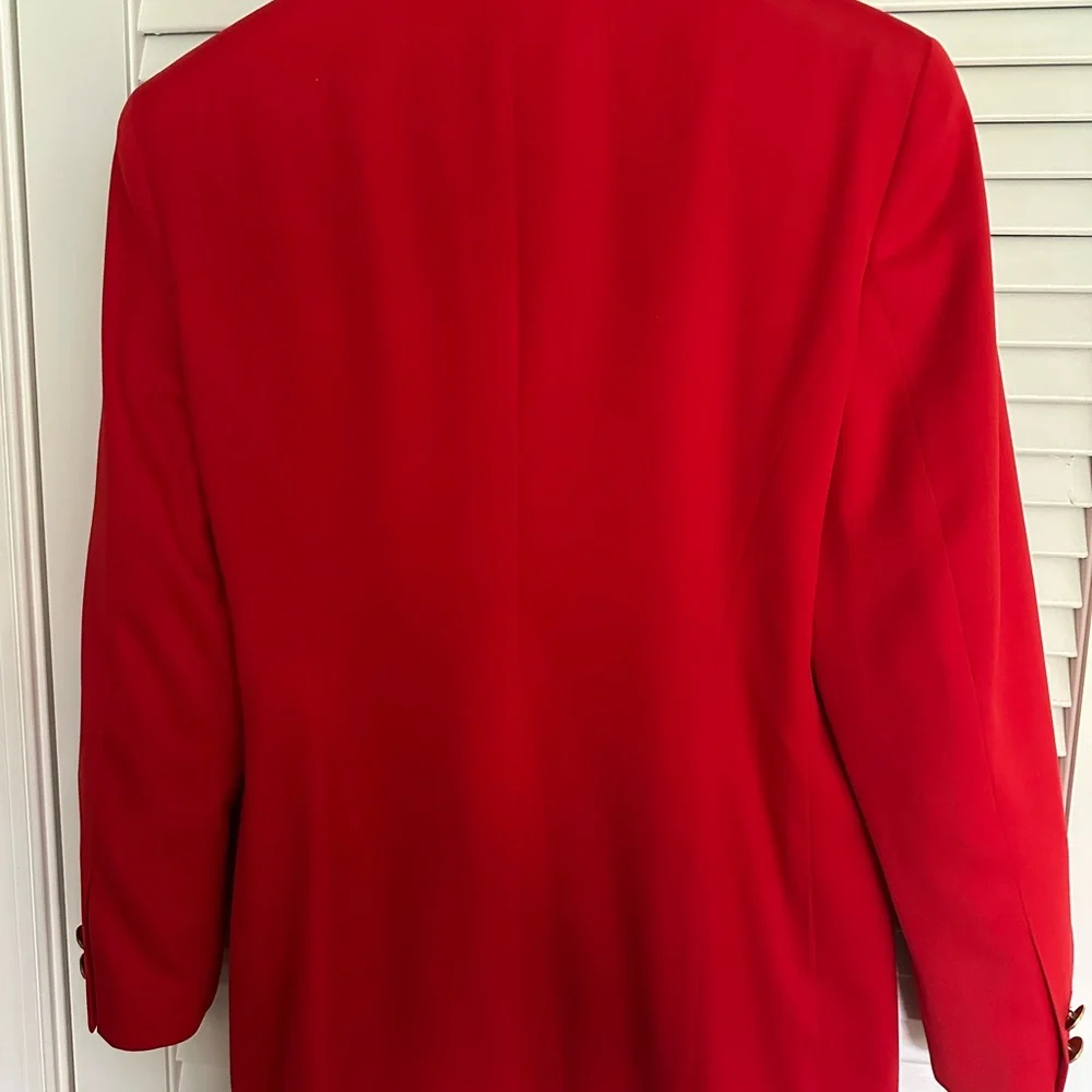 Authentic Vintage Escada by Margaretha Ley Bold Red Wool Blazer/Gold Buttons - Picture 7 of 11